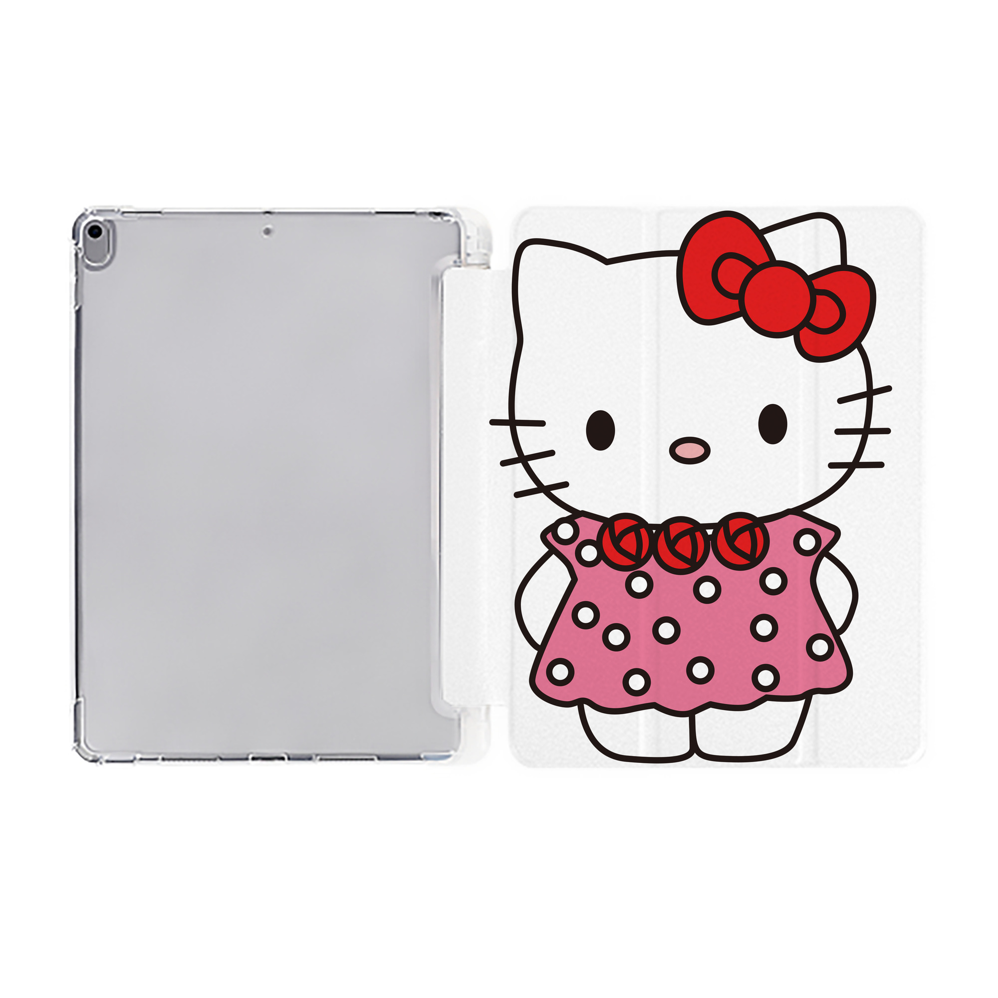 （画像用） Hello Kitty ハローキティ IPad ケース ペン収納付き 三つ折りスタンド PUレザー×シリコン 対応機種9.5/10.5/10.9インチ